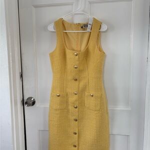 J. Crew Yellow Sheath Midi Dress Scoop Neck Sleeveless
